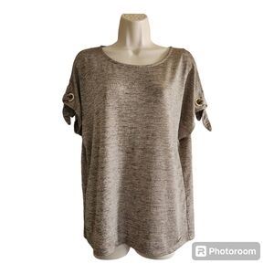 Calvin Klein Rose Gold Shimmer Marled Sleeveless Blouson Top Medium